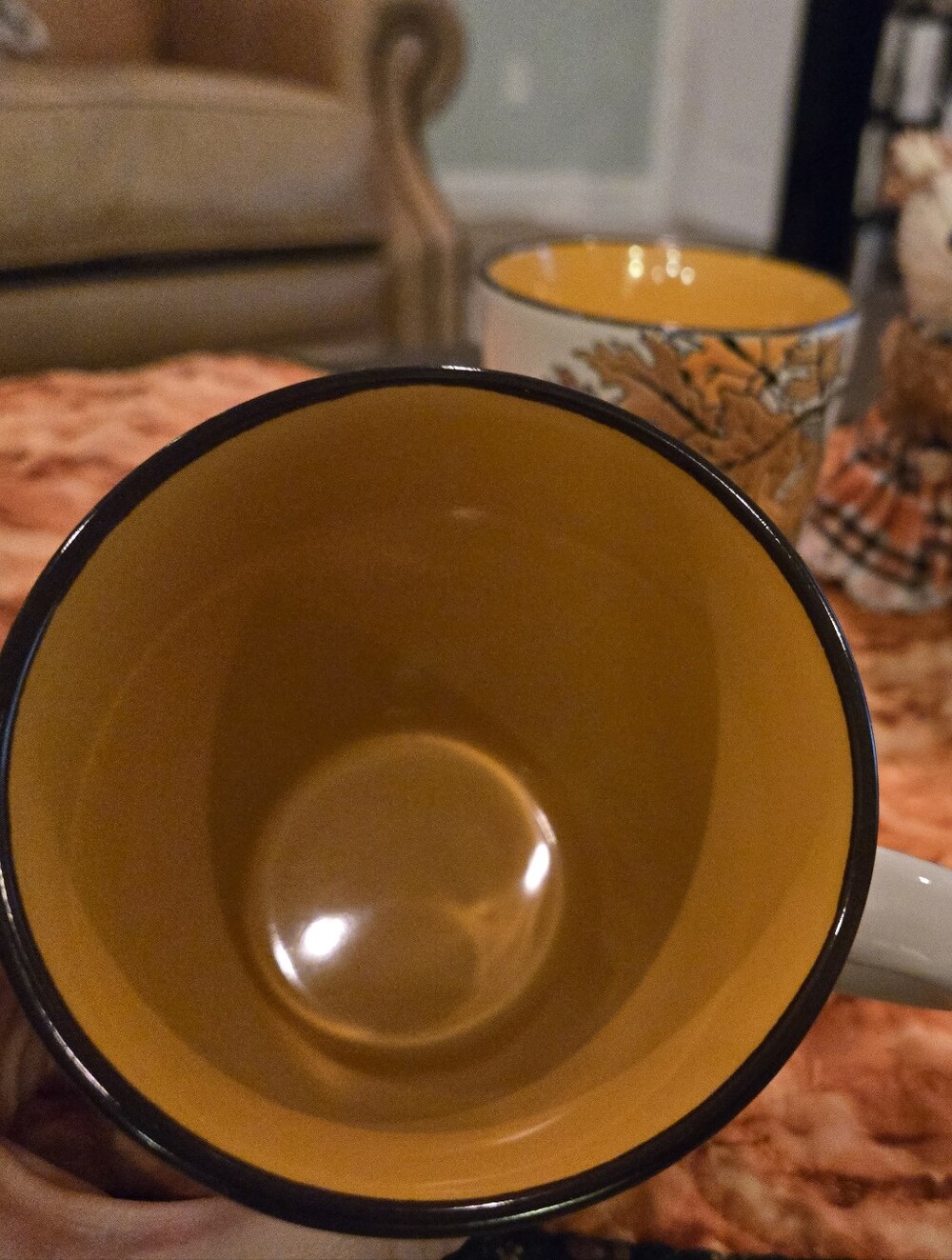 Cracker Barrel Set of 4 Fall Autumn Leaf Ceramic Coffee Mugs - Picture 3 of 7